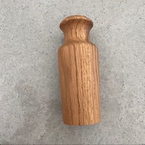 Solid wood oak vase 7 inches tall